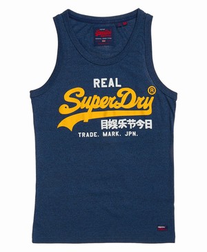 Superdry Vintage Logo Mid Weight Férfi Mellény Sötétkék | DZMAE4179